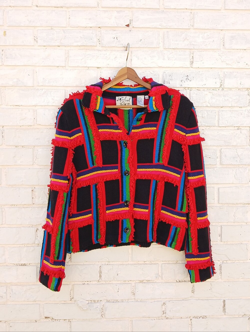 Michael Simon New York Textured Chunky Multicolor Cardigan